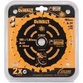 DeWalt Extreme Cutting - Cirkelsågblad - för plywood, trä med spikar - 165 mm - 24 tänder