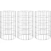 vidaXL Planteringsgabion 3 st upphöjd rund galvaniserat stål Ø30x50 cm