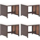 vidaXL 4x Trädgårdspallar med kuddar Uteplats fotpallar Terrass pallar Utomhus fotpallar Resin 316778