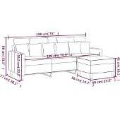vidaXL 3-sitssoffa med fotpall rosa 180 cm sammet