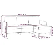 vidaXL 3-sitssoffa med fotpall Brun 180 cm tyg