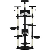 vidaXL Klösträd med sisalpelare 203 cm svart och vit