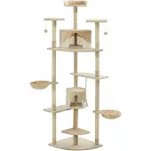 vidaXL Klösträd med sisalpelare 203 cm beige och vit