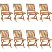 vidaXL Hopfällbara trädgårdsstolar 8 st massiv teak