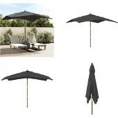 vidaXL Parasoll med trästång 300x300x273 cm antracit