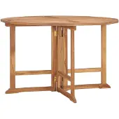 vidaXL Hopfällbart matbord för trädgården Ø110x75 cm massiv teak