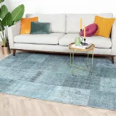 FRAAI Patchwork matta | Estate Patchwork blågrön hos Volero | 115x170 cm | Bomull | Lappteknik | Rektangulär | Plattvävd