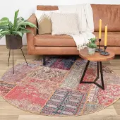 FRAAI Rund patchwork matta | Moods Rustik No.16 hos Volero | Ø 190 cm | Chenille | Lappteknik | Rund | Plattvävd