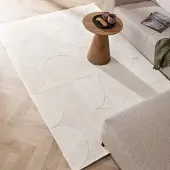 Studio Clarice Ullmatta | Giselle Circles vit hos Volero | 120x170 cm | Ull | Asymmetrisk | Rektangulär | Låg lugg