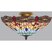 Searchlight Tiffany taklampa Dragonfly, dimbar, Multifärgad, Vardagsrum / matsal, Glas, Tiffany, Taklampa