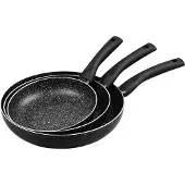 KINGHOFF aluminiumspannor, 3-pack, svart marmor, 20/24/28 cm