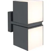 Lutec CUBA, Väggbelysning för utomhusbruk, Grå, Gjuten aluminium, Polykarbonat, IP54, Fasad, I