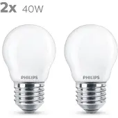 Philips 2-pack LED E27 P45 Klot 40W Frost 470lm