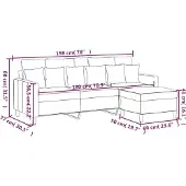 vidaXL 3-sitssoffa med fotstöd vinröd 180 cm sammet
