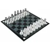 24hShop Transparent schackbräde med eleganta glaspjäser