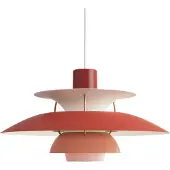 Louis Poulsen Design pendellampa PH 5 300, dimbar, Röd, Vardagsrum / matsal, Aluminium / grå / zink, Design, Pendellampa