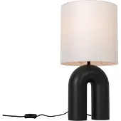 QAZQA Design bordslampa svart med vit linneskärm - Lotti
