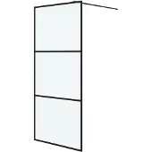 vidaXL Duschvägg svart 90x195 cm halvfrostat ESG-glas