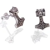 Northern Viking Jewelry Varghuvud Thor's Hammare örhängen NVJKK043