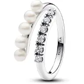 Pandora Timeless sterling silver bypass pave pärlring 193145C01-50