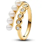 Pandora Timeless 14k gold-plated bypass pave pärlring 163146C01-50