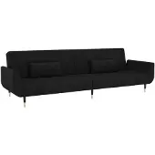 vidaXL Bäddsoffa 2-sits med två kuddar svart sammet