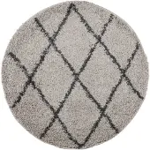 vidaXL Ryamatta PAMPLONA lång lugg modern beige & antracit Ø 120 cm