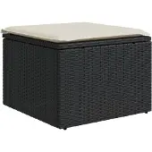 vidaXL Trädgårdspall med dyna svart 55x55x37 cm konstrotting
