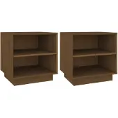 vidaXL Sängbord 2 st honungsbrun 40x34x40 cm massiv furu