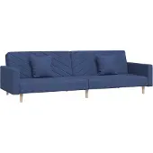 vidaXL Bäddsoffa 2-sits med två kuddar blå tyg