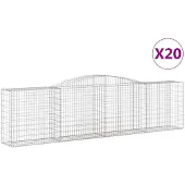 vidaXL Gabioner bågformade 20 st 400x50x100/120 cm galvaniserat järn