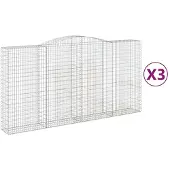 vidaXL Gabioner bågformade 3 st 400x50x200/220 cm galvaniserat järn