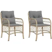 vidaXL Set med 2 Trädgårdsstolar med Kuddar, Uteplatsstolar med Avtagbart Fodral, Utomhusmöbler Terrass, Blandning 365157