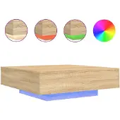 vidaXL Soffbord med LED-belysning, Sonoma-ek, 100x100x31 cm