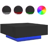 vidaXL Soffbord med LED svart 80x80x31 cm