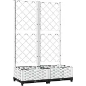 vidaXL Odlingslåda med spaljé vit 80x40x121,5 cm PP