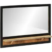 vidaXL Spegel med hylla 80x8x55 cm glas och massivt mangoträ