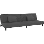 vidaXL 2-sits bäddsoffa med två kuddar mörkgrå sammet 375911