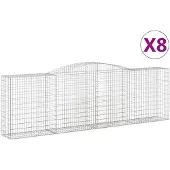 vidaXL Gabioner bågformade 8 st 400x50x120/140 cm galvaniserat järn