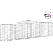 vidaXL Gabioner bågformade 15 st 400x30x100/120 cm galvaniserat järn
