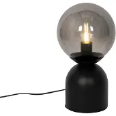 QAZQA Hotellchic bordslampa svart med rökglas - Pallon Trend