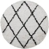vidaXL Ryamatta PAMPLONA lång lugg modern gräddvit & svart Ø 280 cm