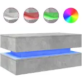vidaXL Kaffebord med LED-belysning, Betonggrått, 90x50x40 cm