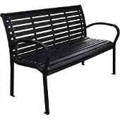 vidaXL Trädgårdsbänk svart 116 cm stål och WPC