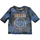Ginza.se Nirvana: Ladies Crop Top/Pastel Happy Face (Blue) (Mesh) (X-Small)