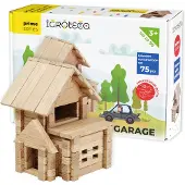 Igroteco byggsats i trä, hus med garage, 75 delar