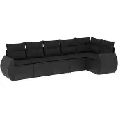 vidaXL Loungegrupp med dynor 6 delar svart konstrotting