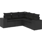 vidaXL 5-Cz. Uteset, Dynor, Svart PE-rotting