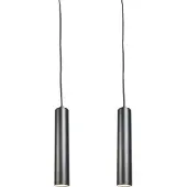 QAZQA Set med 2 designpendellampor svart - Tuba Small