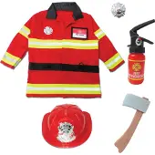 Great Pretenders Maskeradkläder - Brandman - Röd - - 5-6 år (110-116) - Maskeradkläder